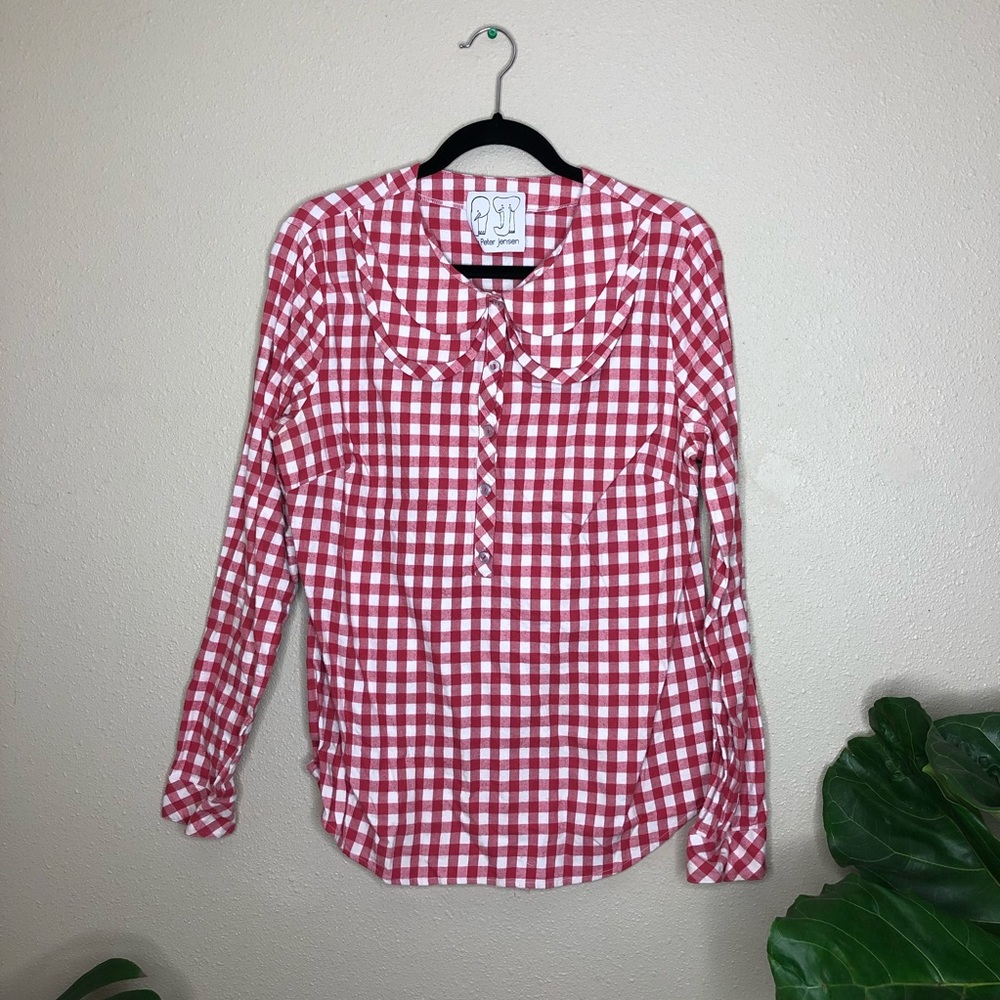 Peter Jensen buffalo plaid Peter Pan collar blouse